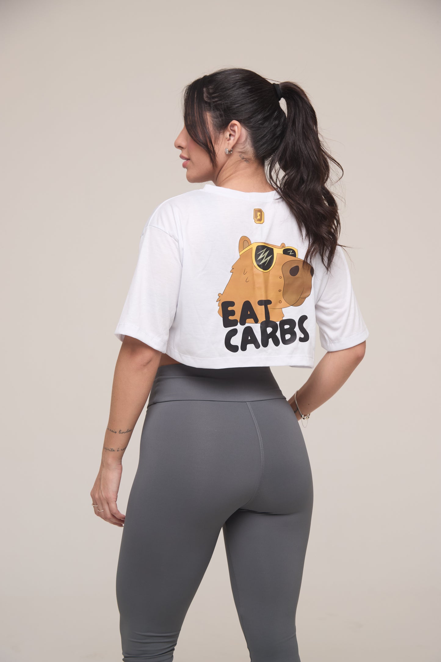 Cropped Oversized 'Eat Carbs'