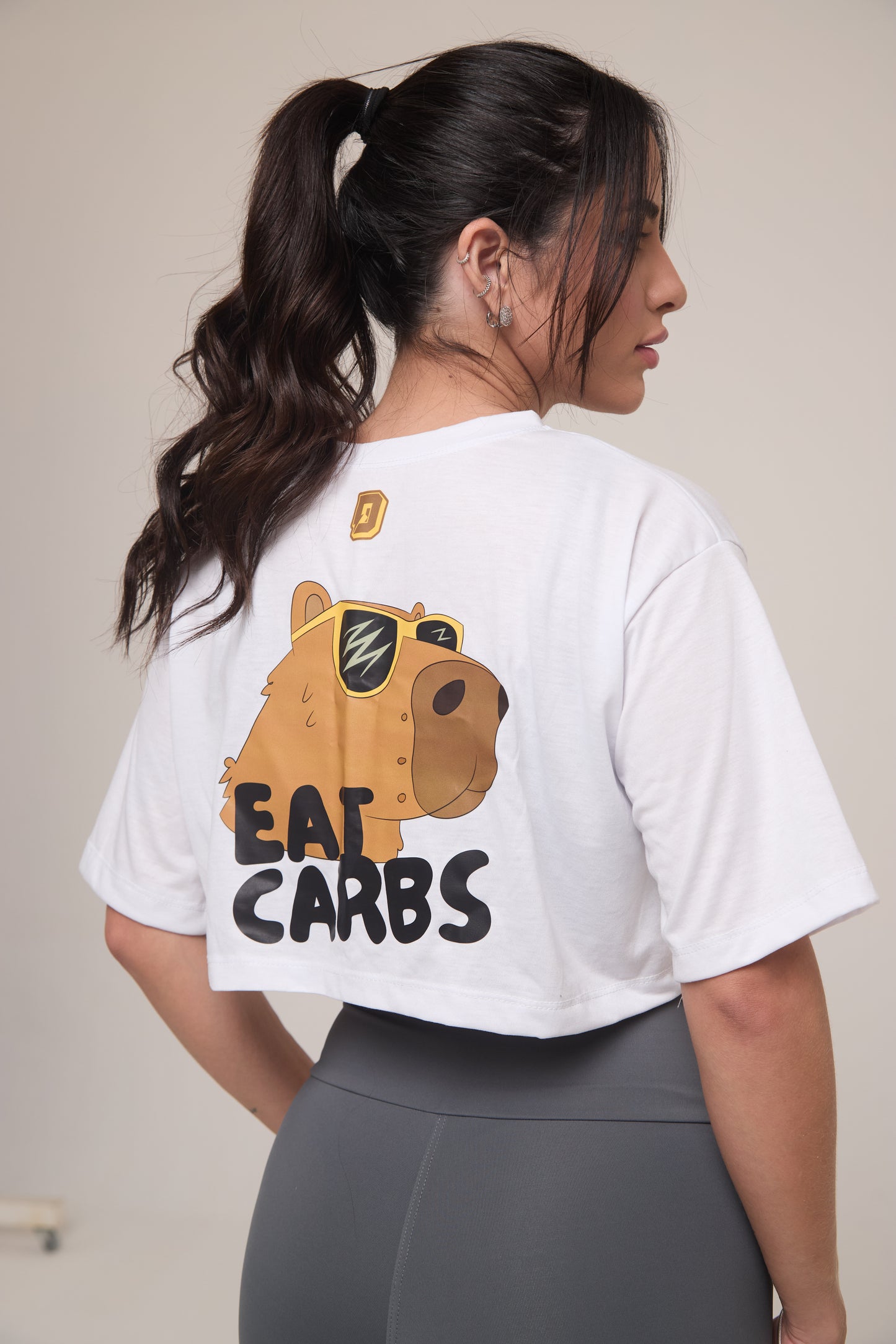 Cropped Oversized 'Eat Carbs'