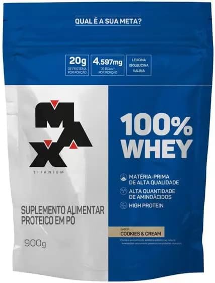 100% Whey Protein Refil 900g Cookies & Cream - Max Titanium